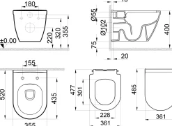 Wandclosetten|Brico Van Marcke Hangtoilet Perl Wit | Soft-Close & Quick Release Toiletzitting | Randloos Toiletpot