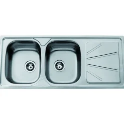 Keukenbladen & Spoelbakken|Brico Van Marcke Inbouwspoelbak Go Legato 2 Bakken Rvs 120X50Cm