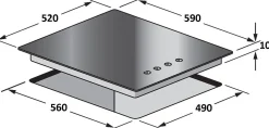 Kookplaten|Brico Verbeken Gaskookplaat Glas Zwart 60Cm