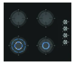 Kookplaten|Brico Verbeken Gaskookplaat Glas Zwart 60Cm
