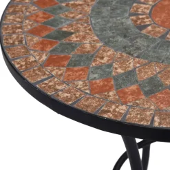 Brico Vidaxl Bistrotafel Mozaiek 60 Cm Keramiek Oranje En Grijs- Tuintafels