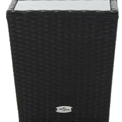 Brico Vidaxl Theetafel 41,5X41,5X43 Cm Poly Rattan En Gehard Glas Zwart- Tuintafels
