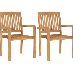 Brico Vidaxl Tuinstoelen Stapelbaar 2 St Massief Teakhout- Tuinstoelen