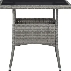 Brico Vidaxl Tuintafel Poly Rattan En Glas Grijs- Tuintafels