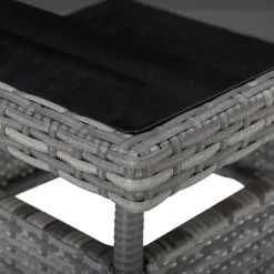 Brico Vidaxl Tuintafel Poly Rattan En Glas Grijs- Tuintafels