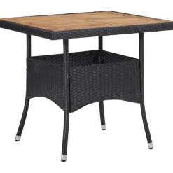 Brico Vidaxl Tuintafel Poly Rattan En Massief Acaciahout Zwart- Tuintafels
