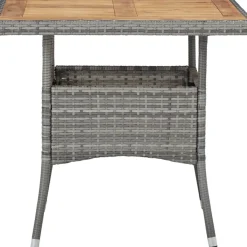Brico Vidaxl Tuintafel Poly Rattan En Massief Acaciahout Grijs- Tuintafels
