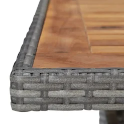 Brico Vidaxl Tuintafel Poly Rattan En Massief Acaciahout Grijs- Tuintafels