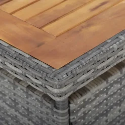Brico Vidaxl Tuintafel Poly Rattan En Massief Acaciahout Grijs- Tuintafels