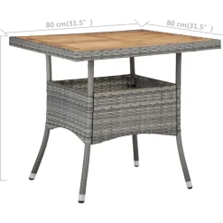 Brico Vidaxl Tuintafel Poly Rattan En Massief Acaciahout Grijs- Tuintafels