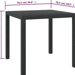 Brico Vidaxl Tuintafel 80X80X74 Cm Aluminium En Hkc Zwart- Tuintafels