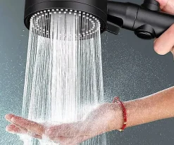 Douchekop|Brico Waterbesparende Douchekop Set - Mat Zwart - 5 Straalstanden