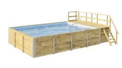 Brico Weka Massief Houten Zwembad 595 Maat 2 Blauw/Mosica- Opzetzwembaden Met Pomp