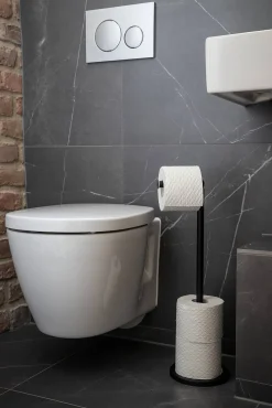 Toiletaccessoires|Brico Wenko Toiletrolhouder Met Reserverolhouder Zwart 21X55X17Cm