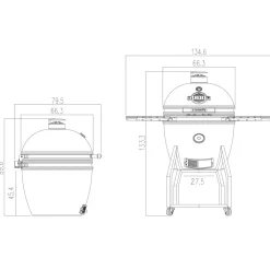 Brico Yakiniku Kamado Barbecue 22 Xl + Onderstel- Keramische Barbecue