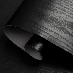 Brico Zelfklevend Behang - Vinyl - Zwart - Zwart Houtlook - Houtlook - Legno Nero - 122Cmx10M- Vinylbehang